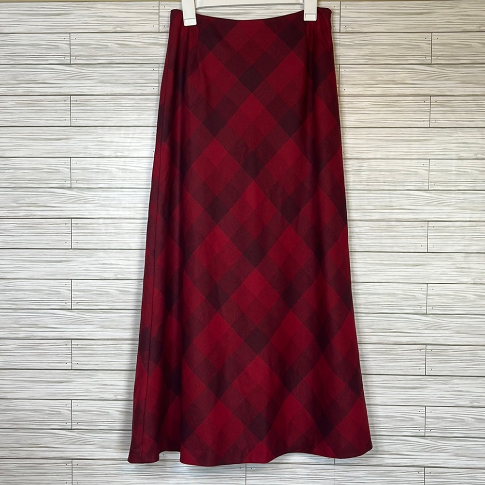 Eddie Bauer Red Checkered Wool Skirt
